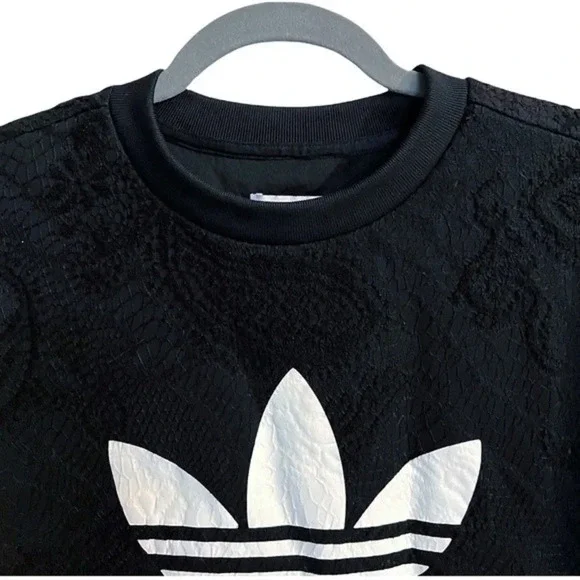 Adidas Women’s Paisley Lace Overlay Trefoil Logo Graphic Sweatshirt Size XS EUC - Picture 3 of 9